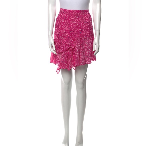 Tanya Taylor Barbie Pink Tiered Mini‎ Skirt Silk Barbiecore Women Size 2 - Picture 1 of 9